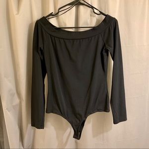 Guess Boatneck Long Sleeve Thong Bodysuit
